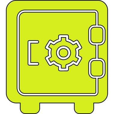 Dolap, güvenli, Vector Line Illustration. İş ve Finans simgesi.