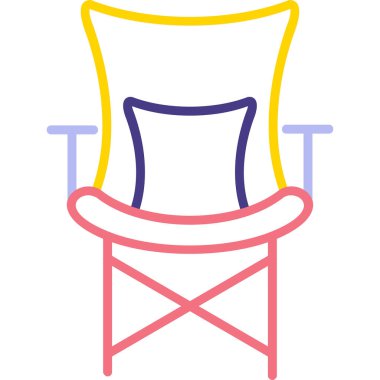 Kamp Sandalyesi Web simgesi, vektör illüstrasyonu