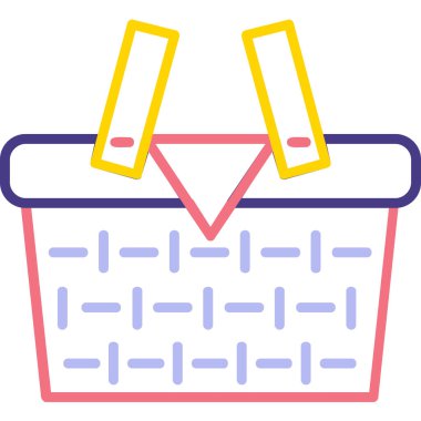 piknik sepeti simge vektör çizim