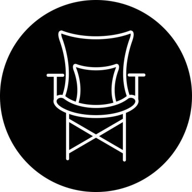 Kamp Sandalyesi Web simgesi, vektör illüstrasyonu
