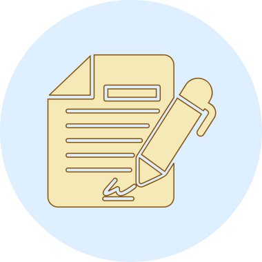 Sözleşme simgesi imzalama, basit vektör illüstrasyonu