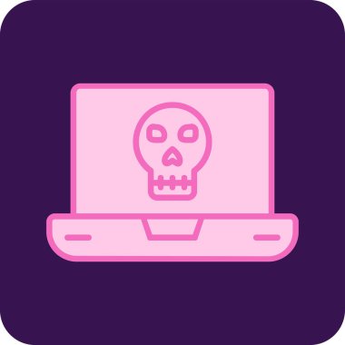 Laptop vektör çiziminde ölü kafatası simgesi