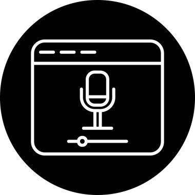 Çevrimiçi Kayıt, mikrofon ikonu vektör illüstrasyonu