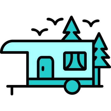 kamp karavan simge vektör çizim