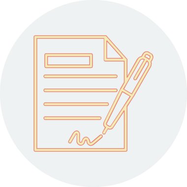 Sözleşme simgesi imzalama, basit vektör illüstrasyonu