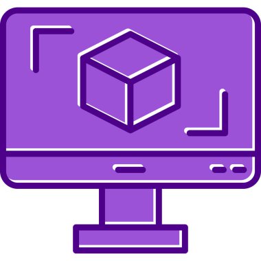 3D modelli bilgisayar ekranı, vektör illüstrasyonu