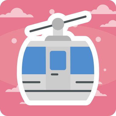 Kablo araba simgesi, vektör illüstrasyonu 