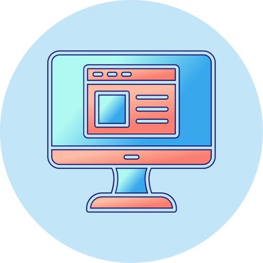 Web sitesi işareti, vektör illüstrasyonlu blog simgesi, bilgisayar ekranı