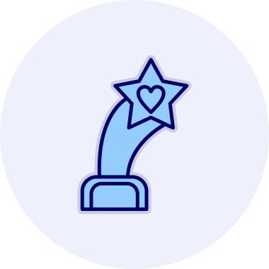 İçinde kalp olan yıldız şeklinde bir heykel. Web simgesi basit illüstrasyon