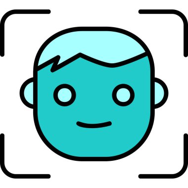 Yüz tanıma. Web simgesi basit illüstrasyon