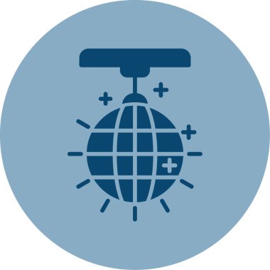 Disko topu, ayna topu ikonu. Dans pisti için ışıklandırma tasarımı ögesi, vektör illüstrasyonu  