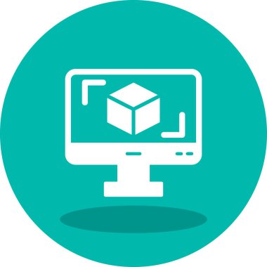 3D modelli bilgisayar ekranı, vektör illüstrasyonu