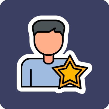 Yıldızlı adam, teşvikli ikon vektör illüstrasyonu