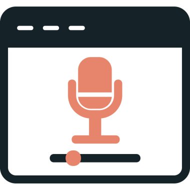 Çevrimiçi Kayıt, mikrofon ikonu vektör illüstrasyonu