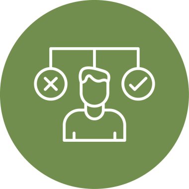 bir karar simgesi, vektör illüstrasyonu yapan kişi  