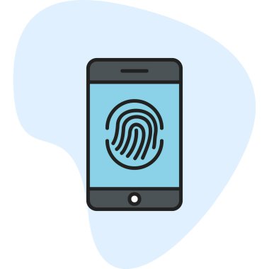 Parmak izi simgesi vektör çizelgesine sahip akıllı telefon