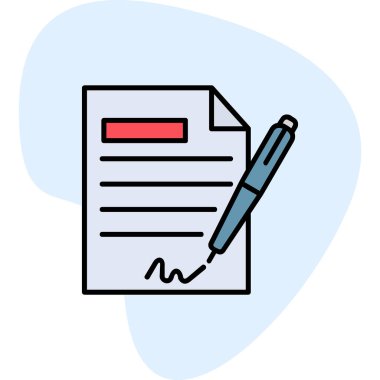 Sözleşme simgesi imzalama, basit vektör illüstrasyonu