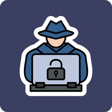 Hacker siber saldırı simgesi, vektör illüstrasyonu