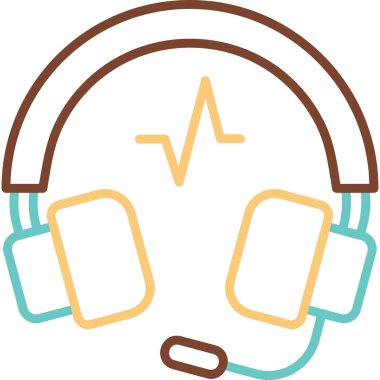 Mikrofon simgesi ve vektör illüstrasyonlu kulaklıklar