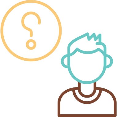 Müşteri Soru simgesi, vektör illüstrasyonu. Logotype. Konuşma balonunda soru işareti olan çocuk Avatar 'ı  