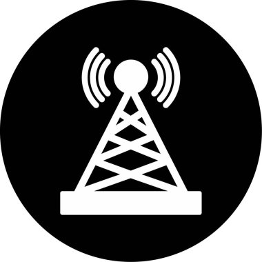 Uydu kulesi işaret çizgisi ağ simgesi, vektör illüstrasyonu