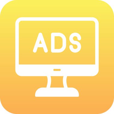 Web reklam simgesi, metin reklamları ile monitör, vektör illüstrasyonu