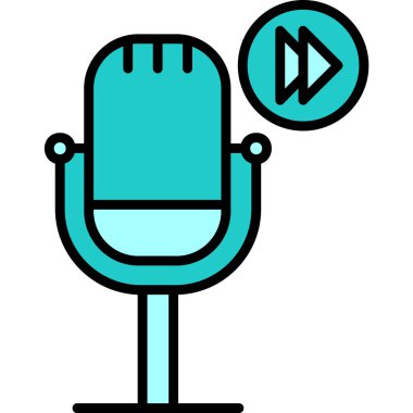 Podcast İleri sar. Web simgesi vektör illüstrasyonu        