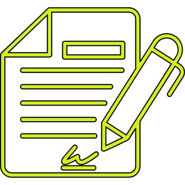 Sözleşme simgesi imzalama, basit vektör illüstrasyonu