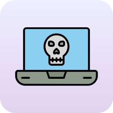 Laptop vektör çiziminde ölü kafatası simgesi