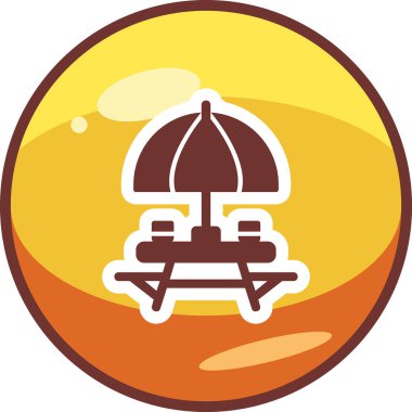 Sahildeki Açık Masa simgesinin vektör çizimi. 