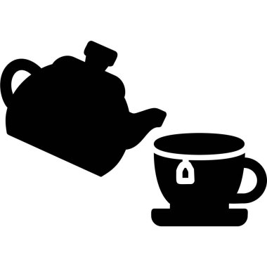 Çaydanlık ve çaydanlık ikon vektör çizimi
