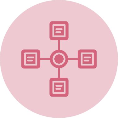 İş diyagramı simgesi. Ağ şeması simgesi. Veritabanı sembolü, vektör illüstrasyonu