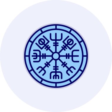 Vegvisir runik pusula simgesi, vektör illüstrasyonu.