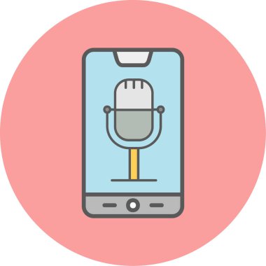 Telefon Kaydı, mikrofon ikonu vektör çizimi