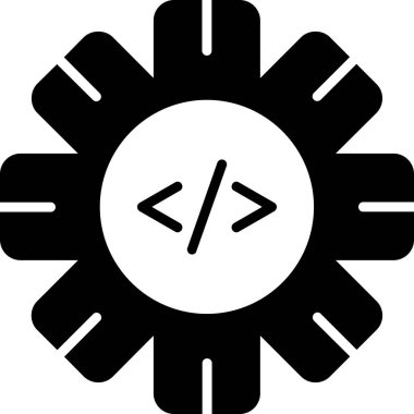 Simge kodlanıyor. Yazılım Geliştirme İşareti, Vektör İllüstrasyonu 