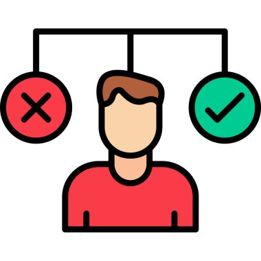 bir karar simgesi, vektör illüstrasyonu yapan kişi  