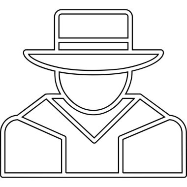 Şapkalı adam. Web simgesi basit illüstrasyon