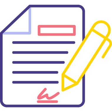 Sözleşme simgesi imzalama, basit vektör illüstrasyonu