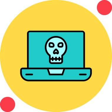 Laptop vektör çiziminde ölü kafatası simgesi