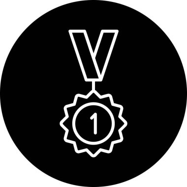 Kurdele ikon vektör illüstrasyonlu madalya 