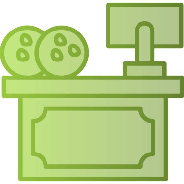 Bilgisayar simgesi, vektör illüstrasyonlu ofis tablosu 