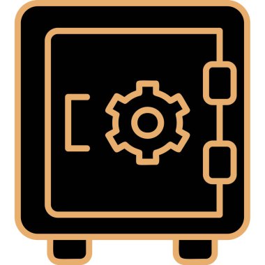 Dolap, güvenli, Vector Line Illustration. İş ve Finans simgesi.