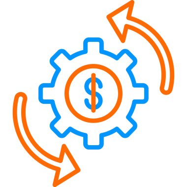 dişli ve dolar işareti web simgesi basit illüstrasyon