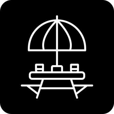 Sahildeki Açık Masa simgesinin vektör çizimi. 