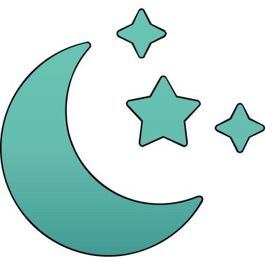 Yıldızlı ay. Web simgesi basit illüstrasyon 