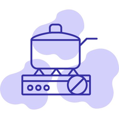 Gaz ocağında tava pişirmek. Web simgesi basit illüstrasyon