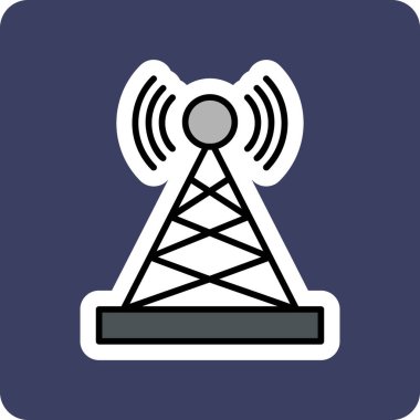 Uydu kulesi işaret çizgisi ağ simgesi, vektör illüstrasyonu