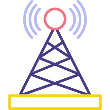 Uydu kulesi işaret çizgisi ağ simgesi, vektör illüstrasyonu