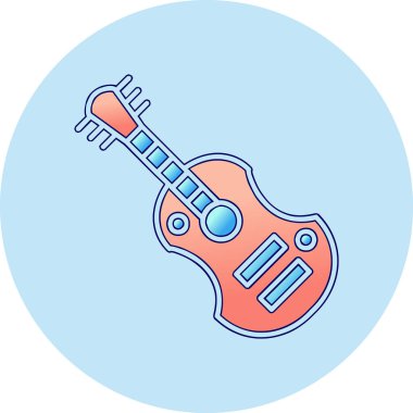 Gitar web simgesi, vektör çizim 