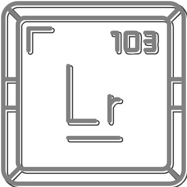 Lawrencium, Lr, kimyasal periyodik element simgesi, vektör illüstrasyonu